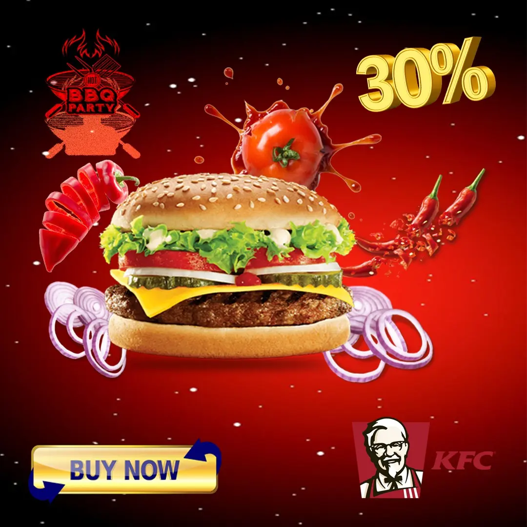 Red burger sale promotional social media graphic