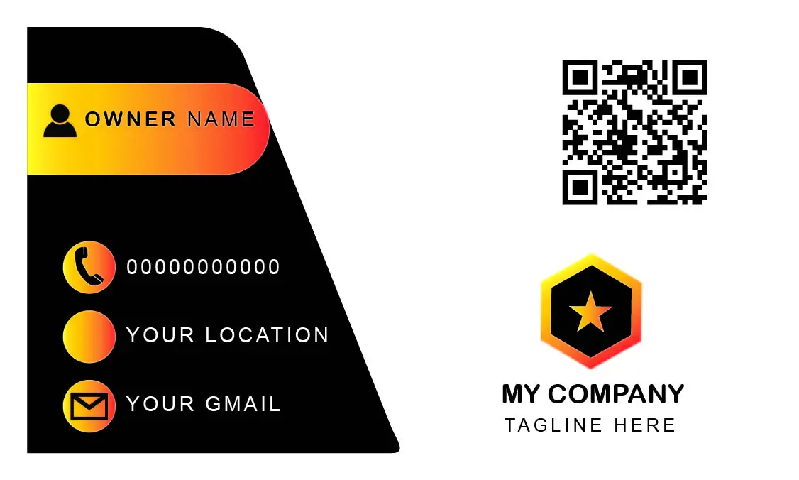Black, white and orange business card back design