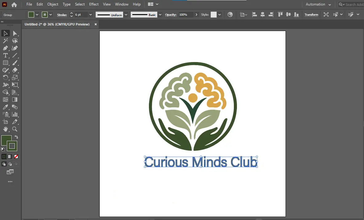 Curious Minds Club logo development in Adobe Illustrator
