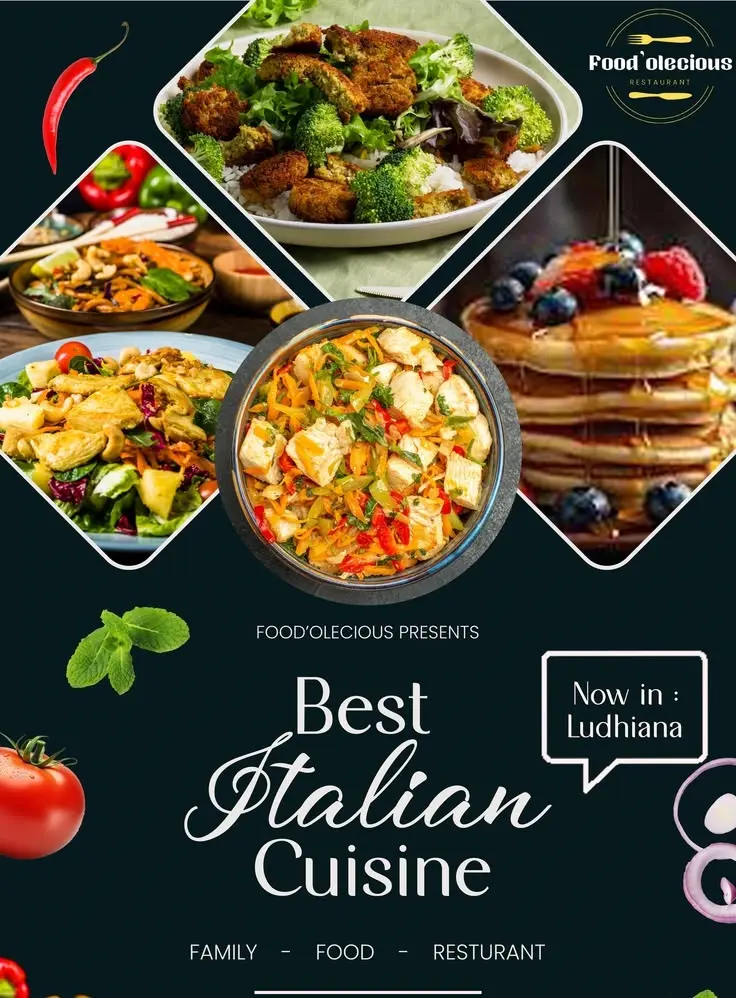 Italian cuisine restaurant promotional poster