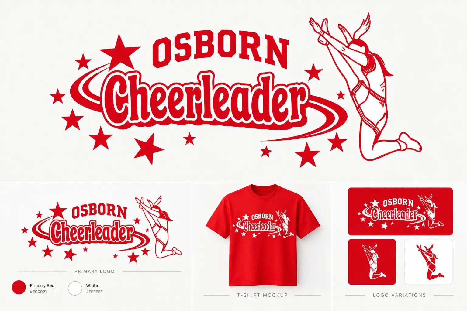 Osborn Cheerleader logo and apparel identity