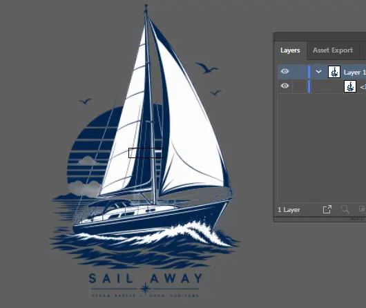 Sail Away vector boat logo process